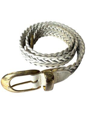 Capezio Braided White Leather Belt With Gold Buckle Made In Argentina S/M